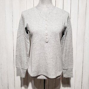 LL Bean S Top Henley Tee Gray Thermal Women's Layer Casual Cabin Cozy Outdoor